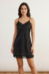 BLS - Satin Lace Dress - Night Black view 1