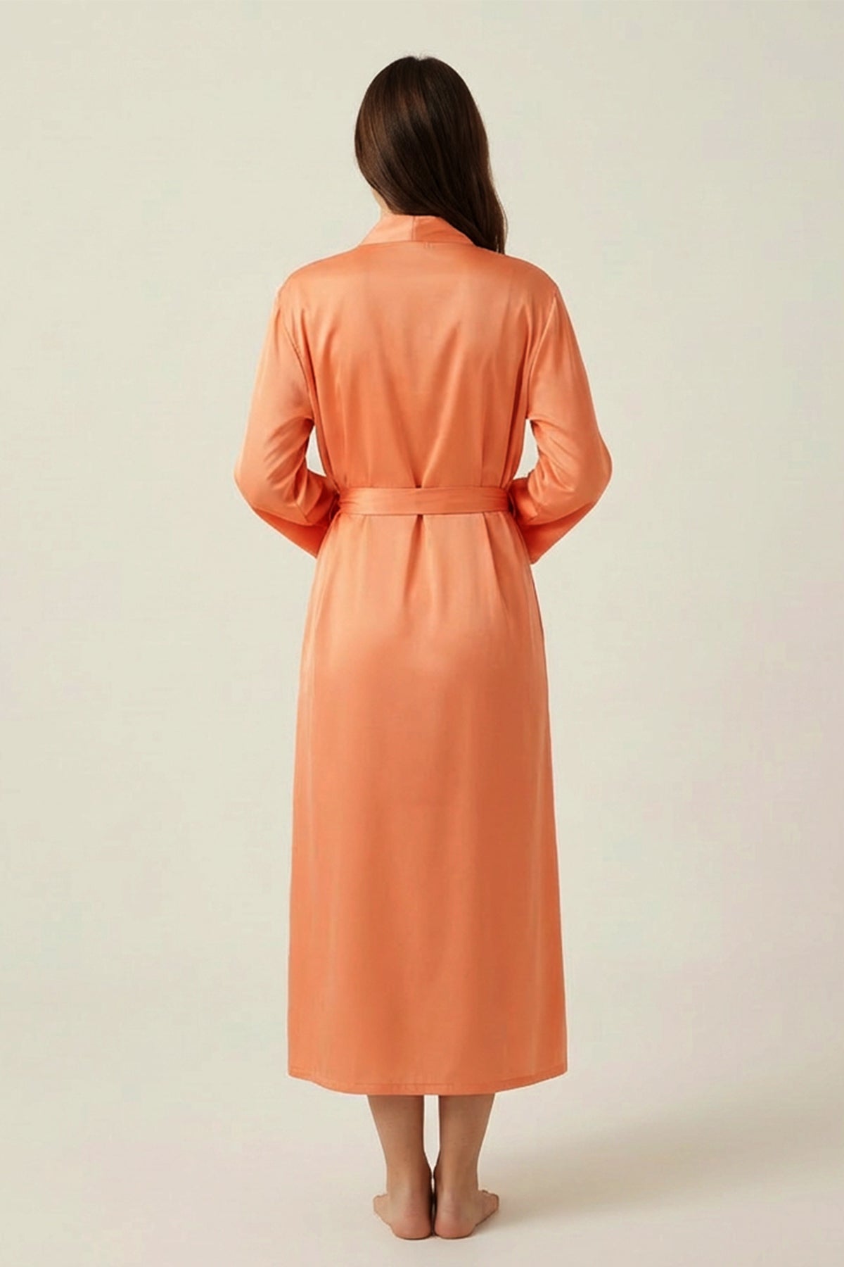 BLS - Satin Long Robe - Powder — image 2 — Meeshop Pakistan