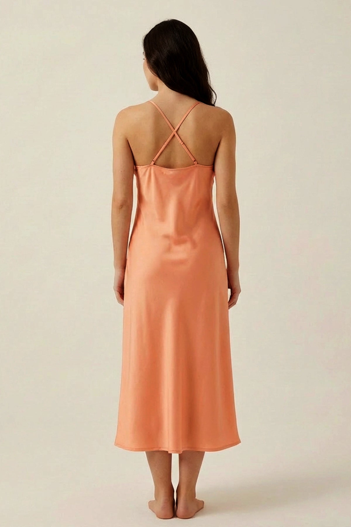 BLS - Satin Midi Length Dress - Powder — image 2 — Meeshop Pakistan