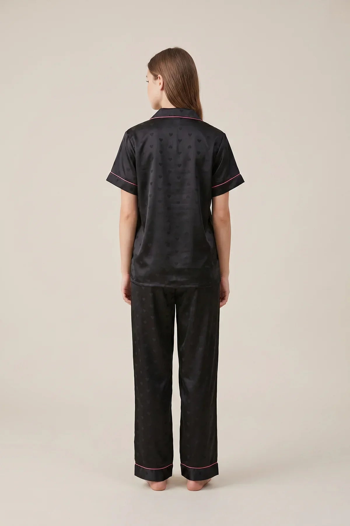 BLS - Heart Print Pajama Set - Black — image 3 — Meeshop Pakistan
