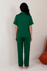 BLS - Satin Pajama Set - Emerald Green view 2