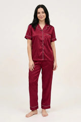 BLS - Satin Pajama Set - Maroon view 1