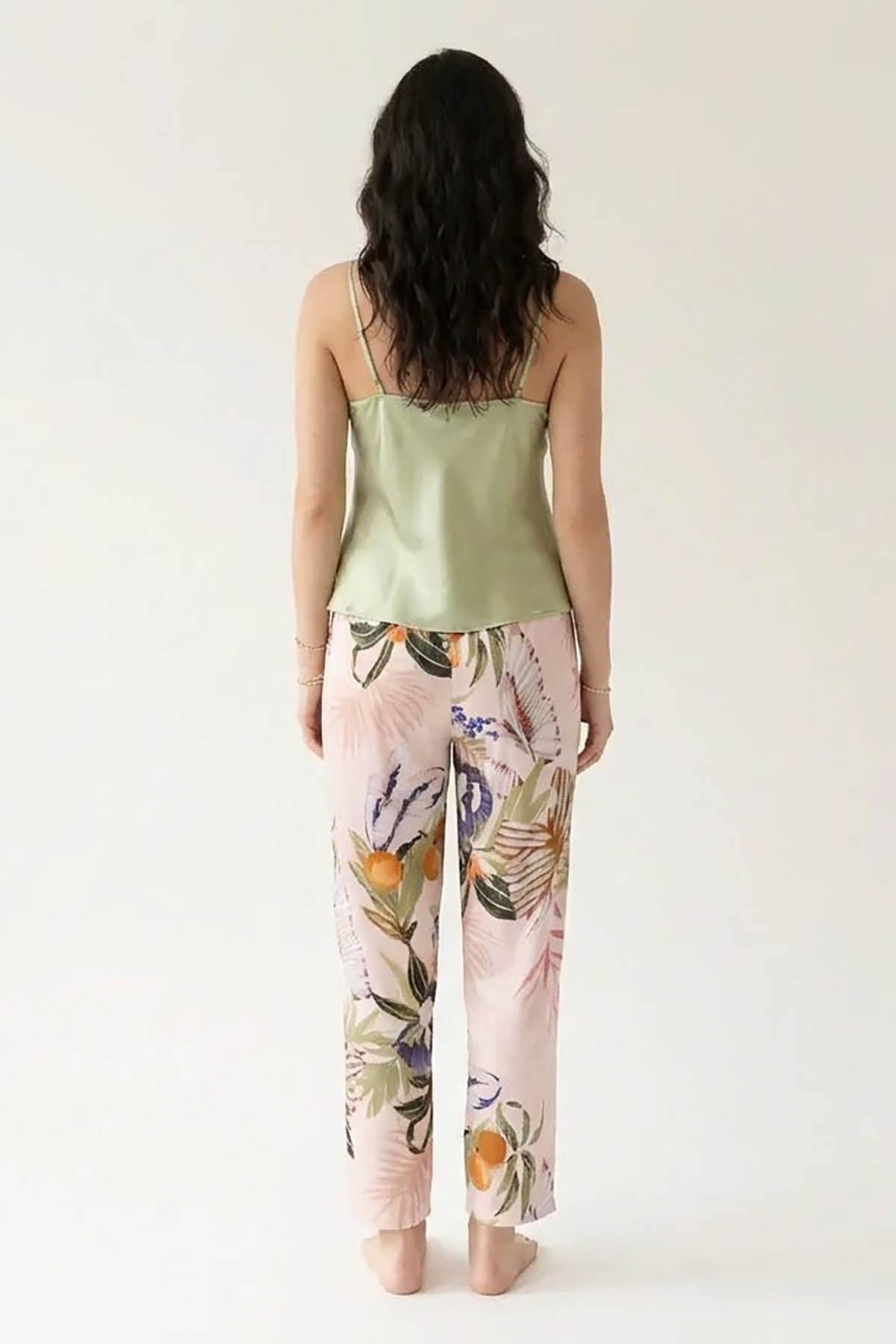 BLS - Satin Printed Pajama Set - Light Green — image 2 — Meeshop Pakistan