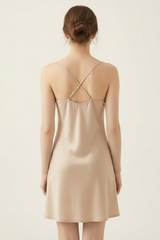 BLS - Satin Short Length Dress - Misty Beige view 2