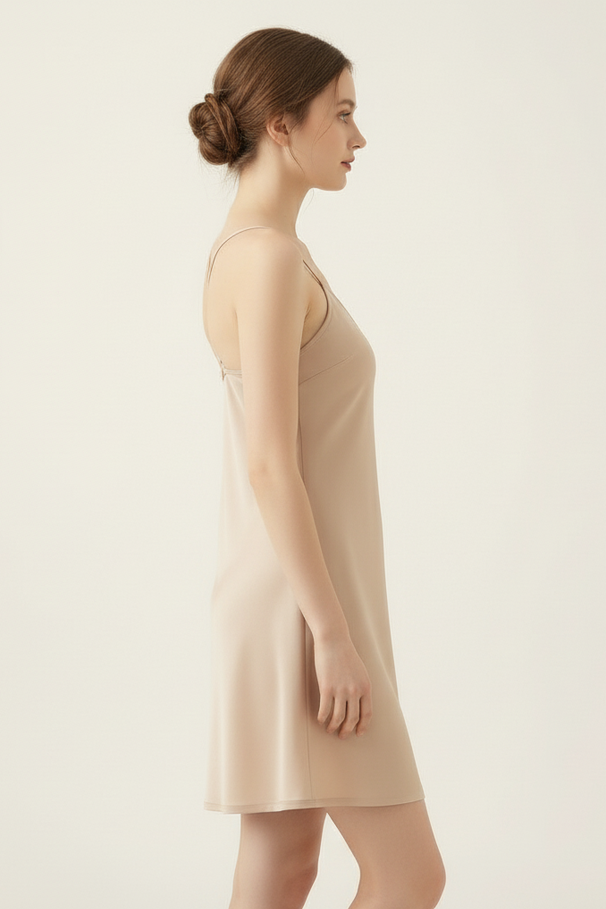 BLS - Satin Short Length Dress - Misty Beige — image 3 — Meeshop Pakistan