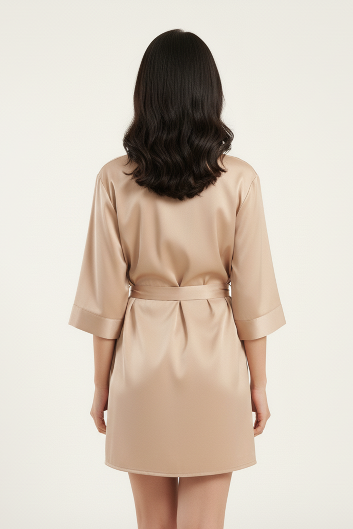 BLS - Satin Short Robe - Misty Beige — image 2 — Meeshop Pakistan