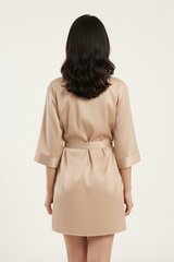 BLS - Satin Short Robe - Misty Beige view 2