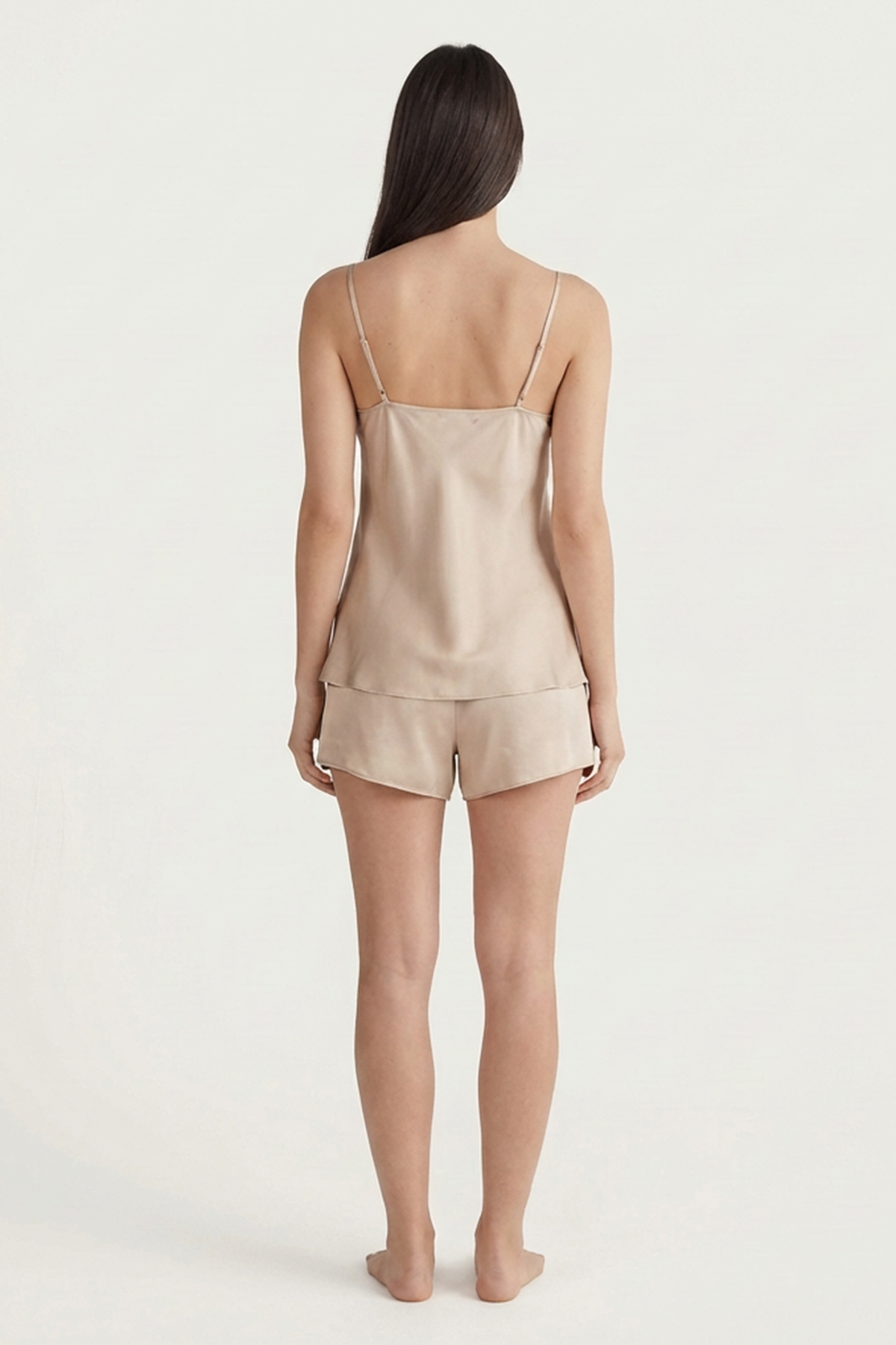 BLS - Satin Shorts Set - Misty Beige — image 2 — Meeshop Pakistan