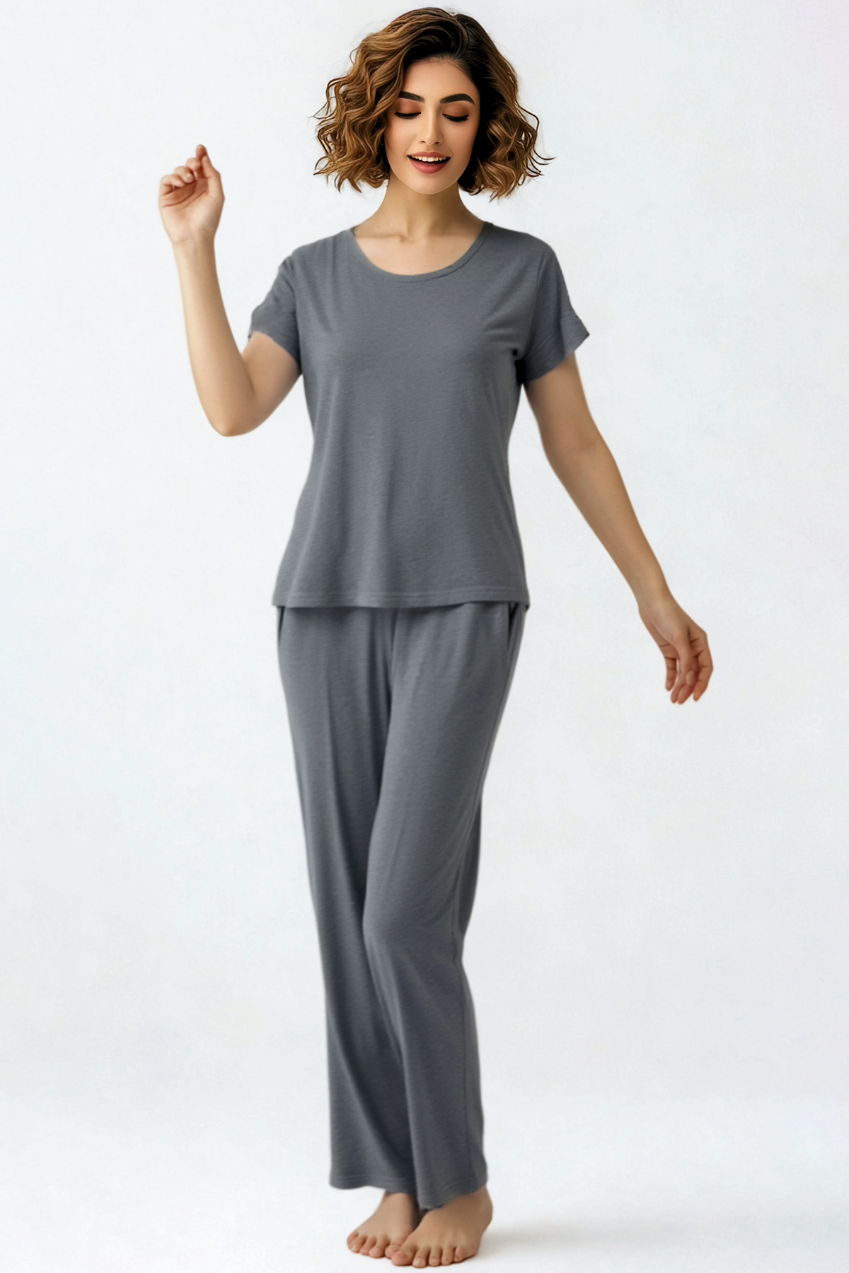BLS - Seren Viscose Pajama Set - Grey — image 1 — Meeshop Pakistan