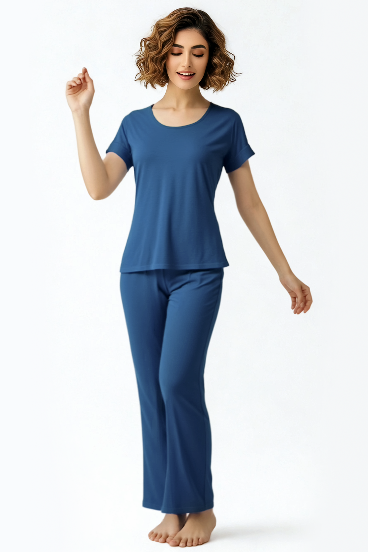 BLS - Seren Viscose Pajama Set - Teal Blue — image 1 — Meeshop Pakistan