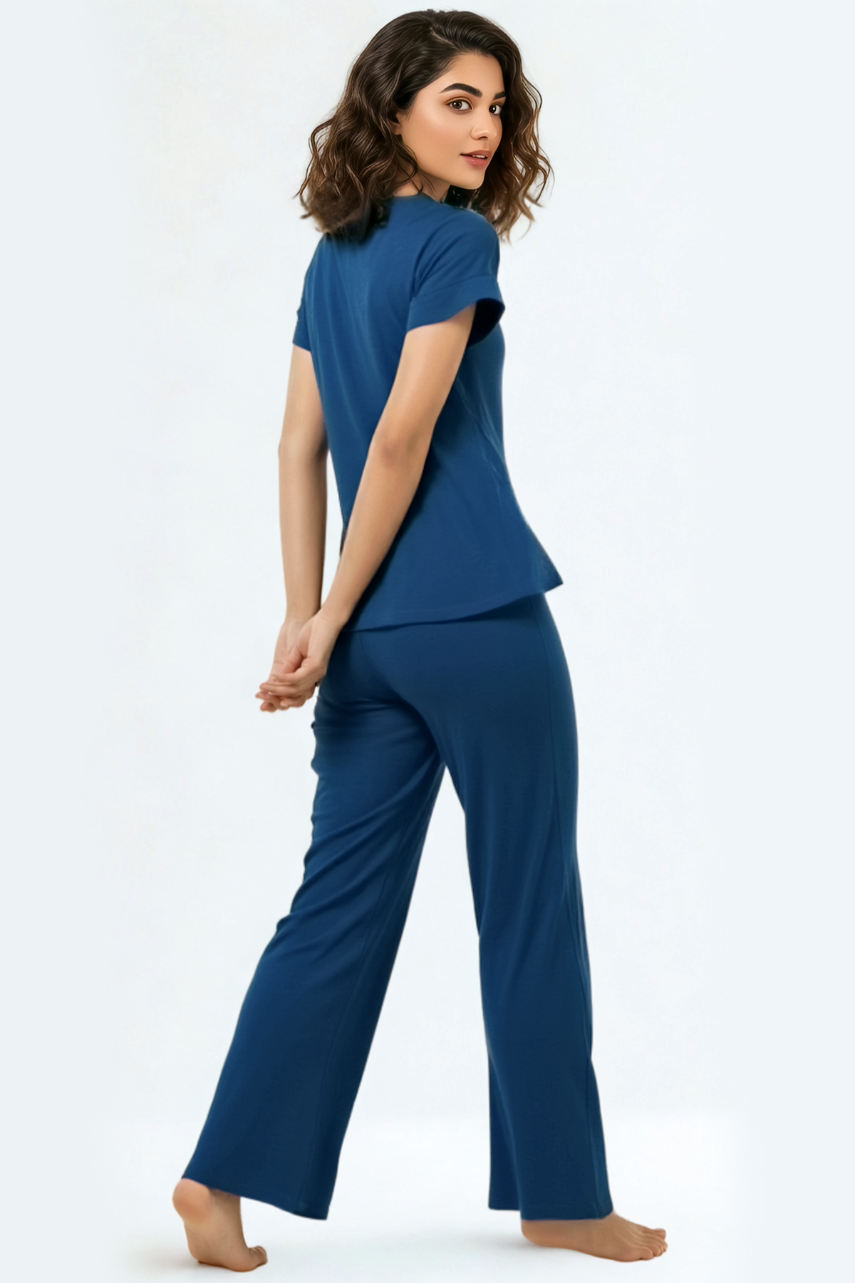BLS - Seren Viscose Pajama Set - Teal Blue — image 2 — Meeshop Pakistan