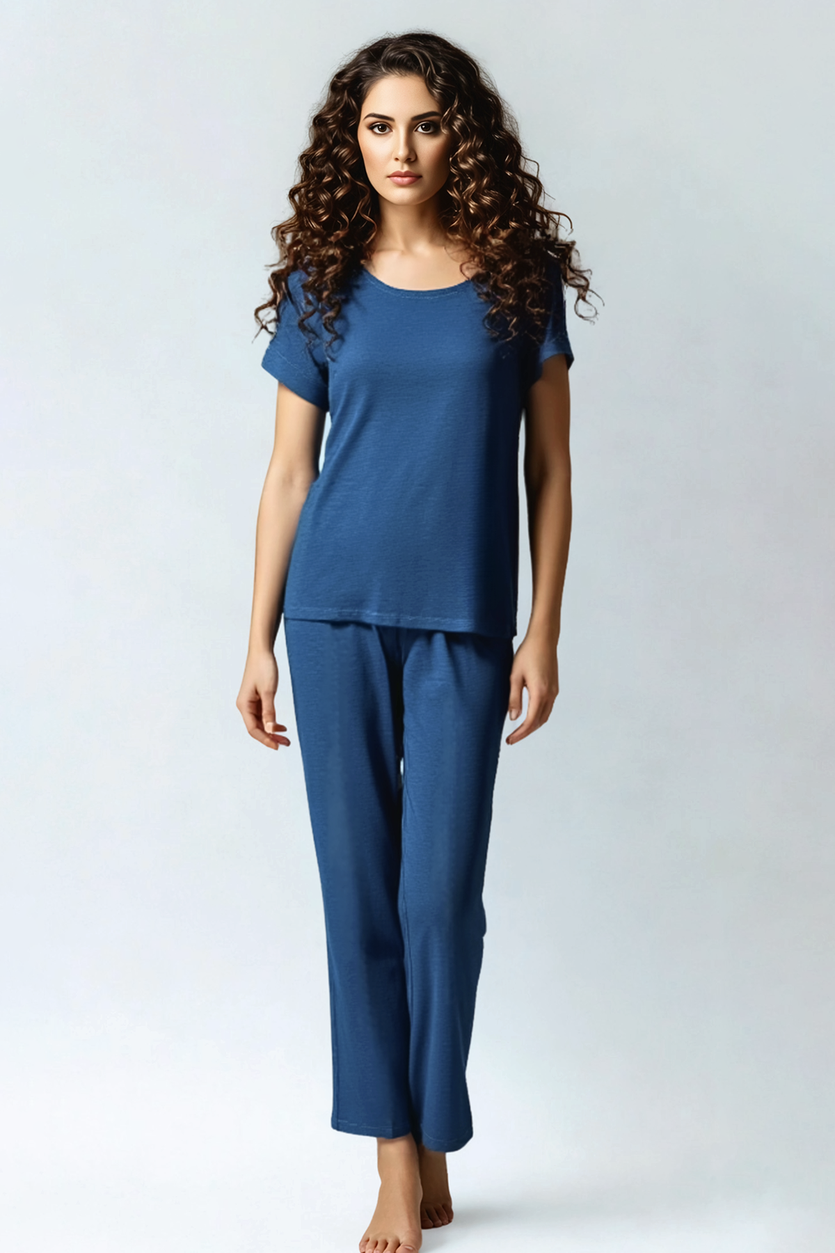 BLS - Seren Viscose Pajama Set - Teal Blue — image 3 — Meeshop Pakistan