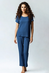 BLS - Seren Viscose Pajama Set - Teal Blue view 3