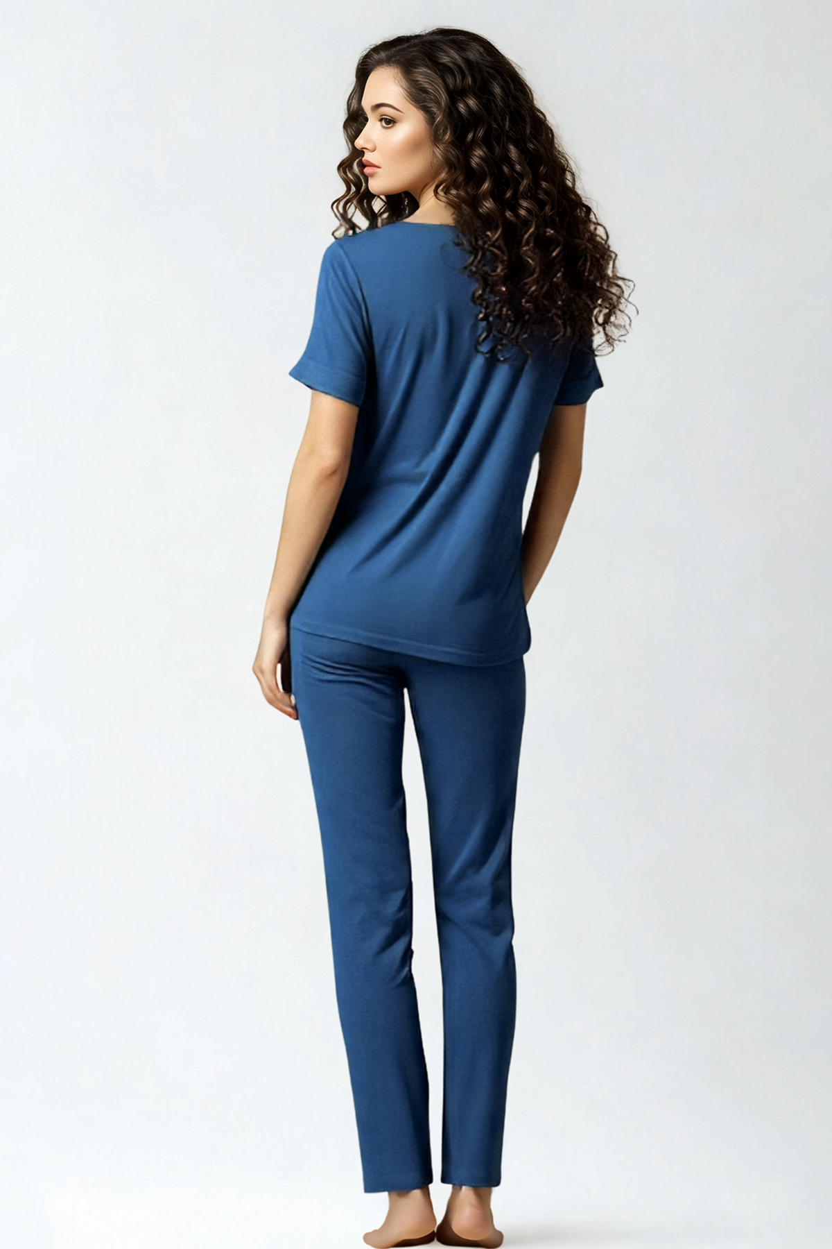 BLS - Seren Viscose Pajama Set - Teal Blue — image 4 — Meeshop Pakistan