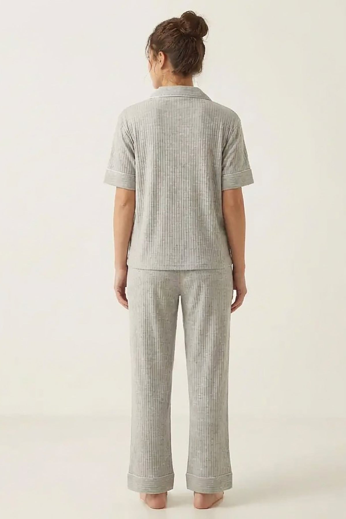 BLS - Short sleeves with long pants Pajama Set - Grey — image 2 — Meeshop Pakistan