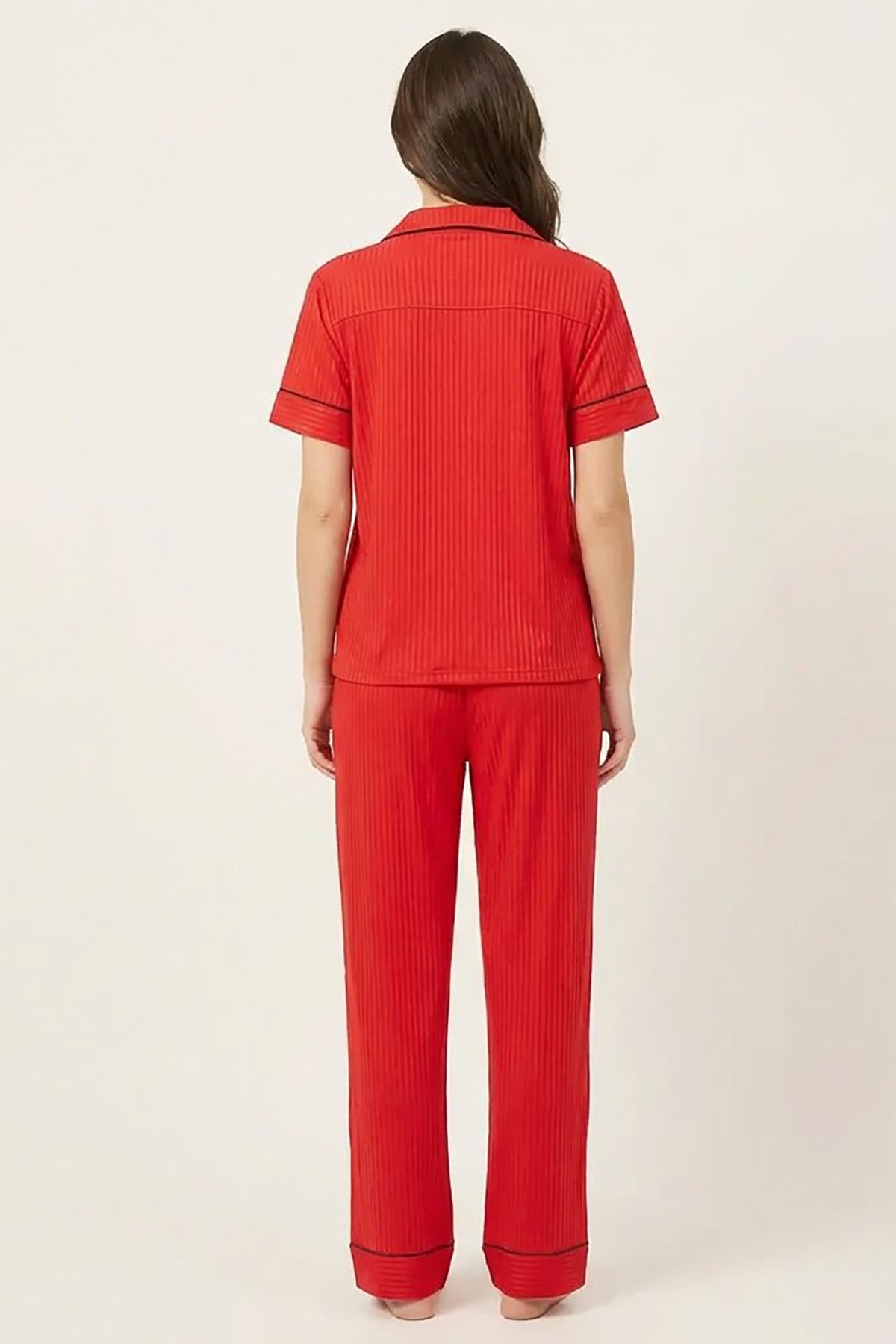 BLS - Short sleeves with long pants Pajama Set - Red — image 2 — Meeshop Pakistan