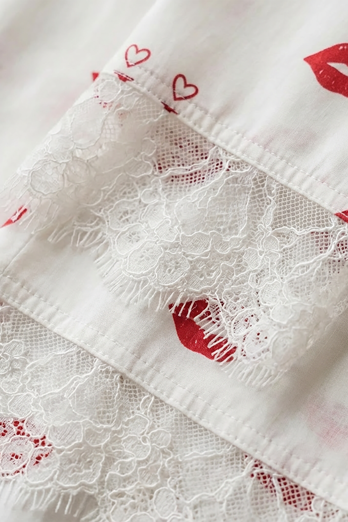 BLS - Short sleeves with long pants Pajama Set With Lace - White — image 3 — Meeshop Pakistan