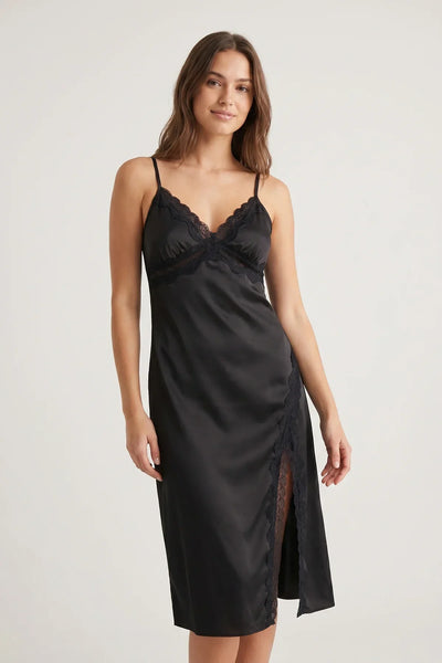 BLS - Thong side slit nightgown - Black