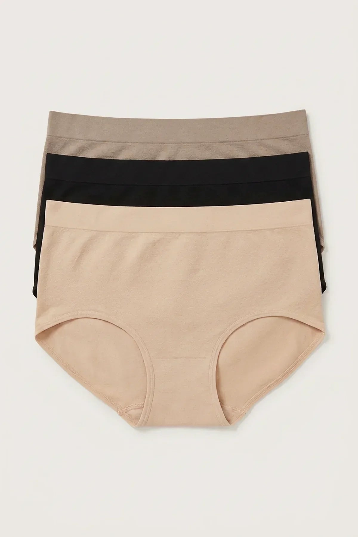 BLS - Seamless High Waist Briefs Pack of 3 - Skin-Chocolate-Black — image 3 — Meeshop Pakistan