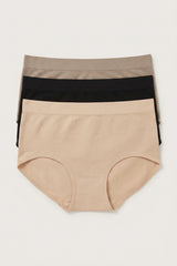 BLS - Seamless High Waist Briefs Pack of 3 - Skin-Chocolate-Black view 3