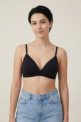 BLS - Alma Non Padded Cotton Bralette - Black view 1