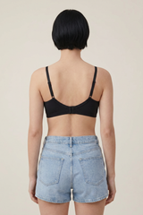 BLS - Alma Non Padded Cotton Bralette - Black view 2