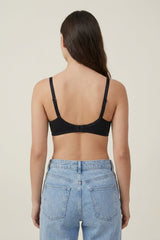 BLS - Camille Wired And Non Padded Cotton Bra - Black view 2