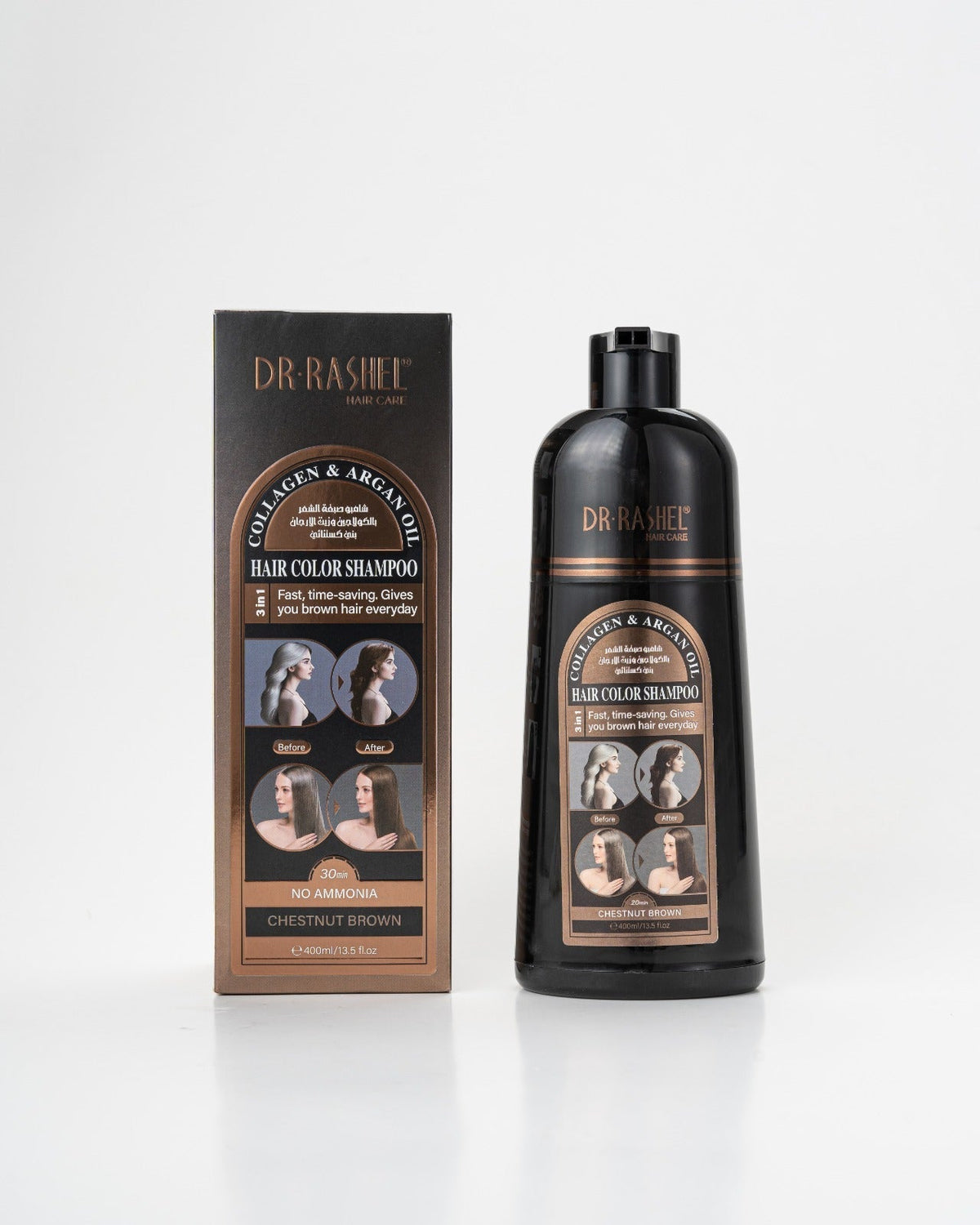 Dr Rashel - 3 In 1 Hair Color Shampoo – Ammonia-Free With Collagen & Argan Oil - 400ml — image 1 — Meeshop Pakistan