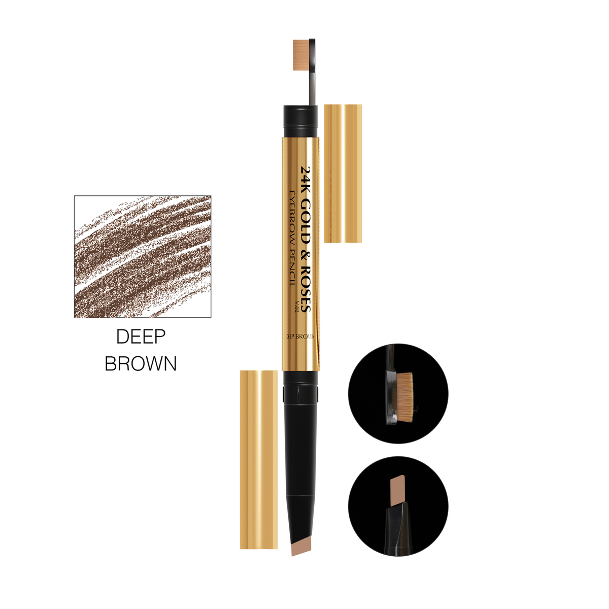 BBA By Suleman - 24K Gold & Roses V.02 Eyebrow pencil - Deep brown 2g — image 1 — Meeshop Pakistan
