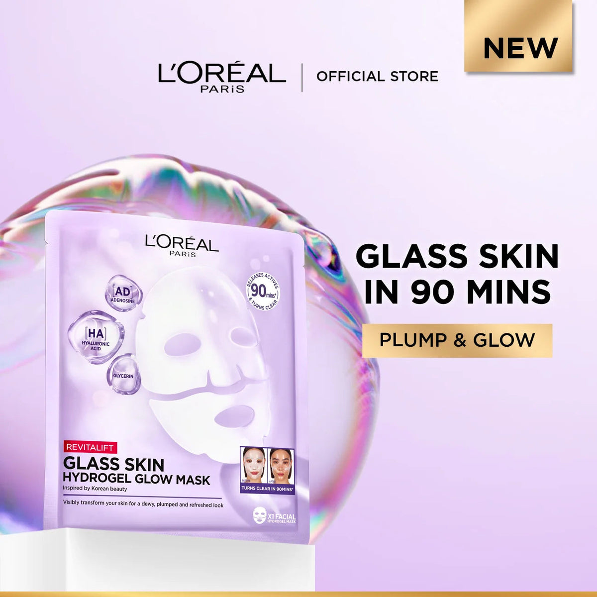 L'Oreal Paris - Revitalift Hyaluronic Acid Glass Skin Hydrogel Glow Mask — image 1 — Meeshop Pakistan