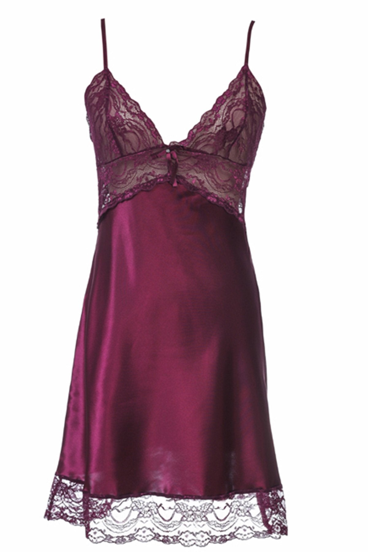 BLS - Hannie Silk And Chantilly Silk Slip - Purple — image 1 — Meeshop Pakistan
