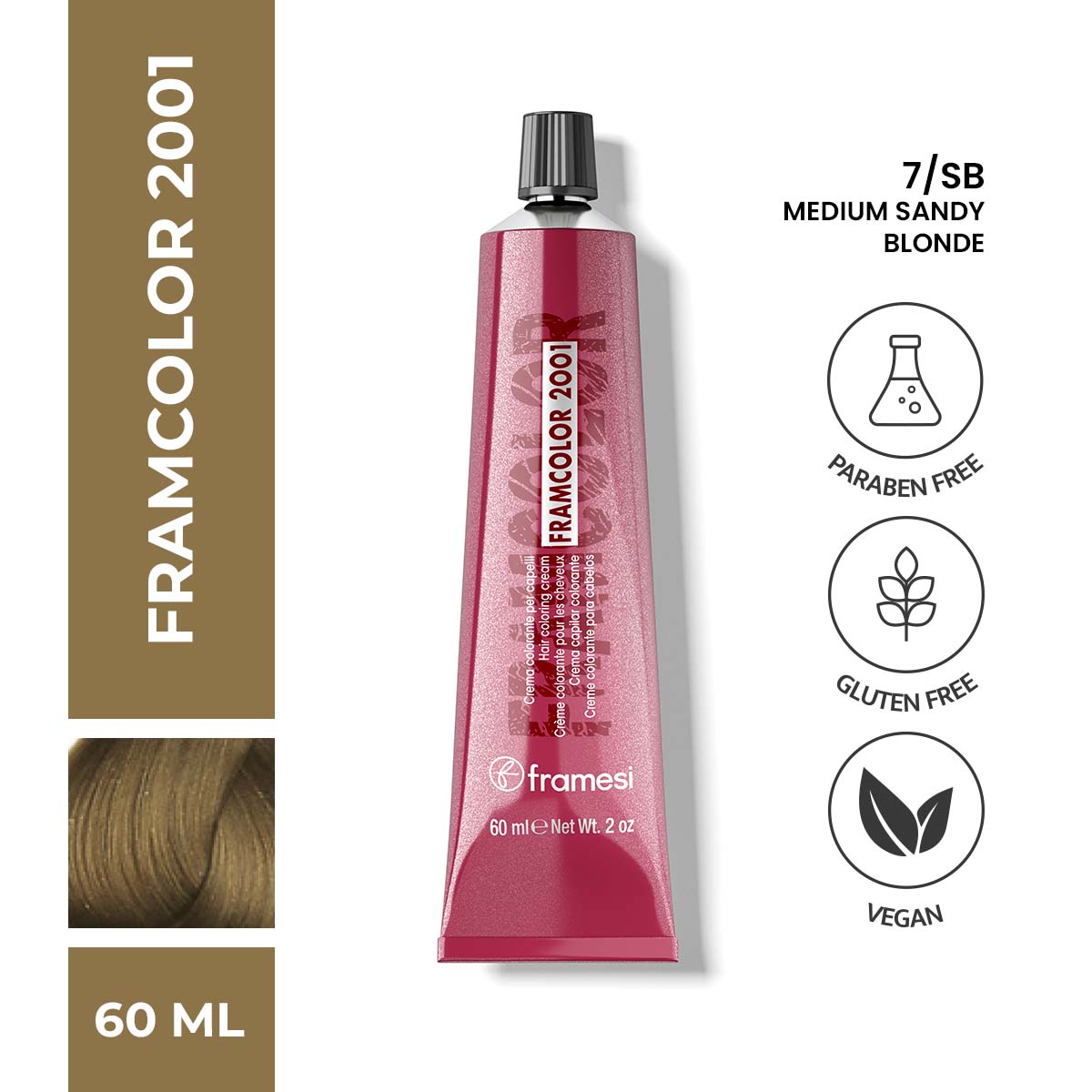 Framesi - FramColor 2001 - 7/SB Medium Sandy Blonde — image 1 — Meeshop Pakistan