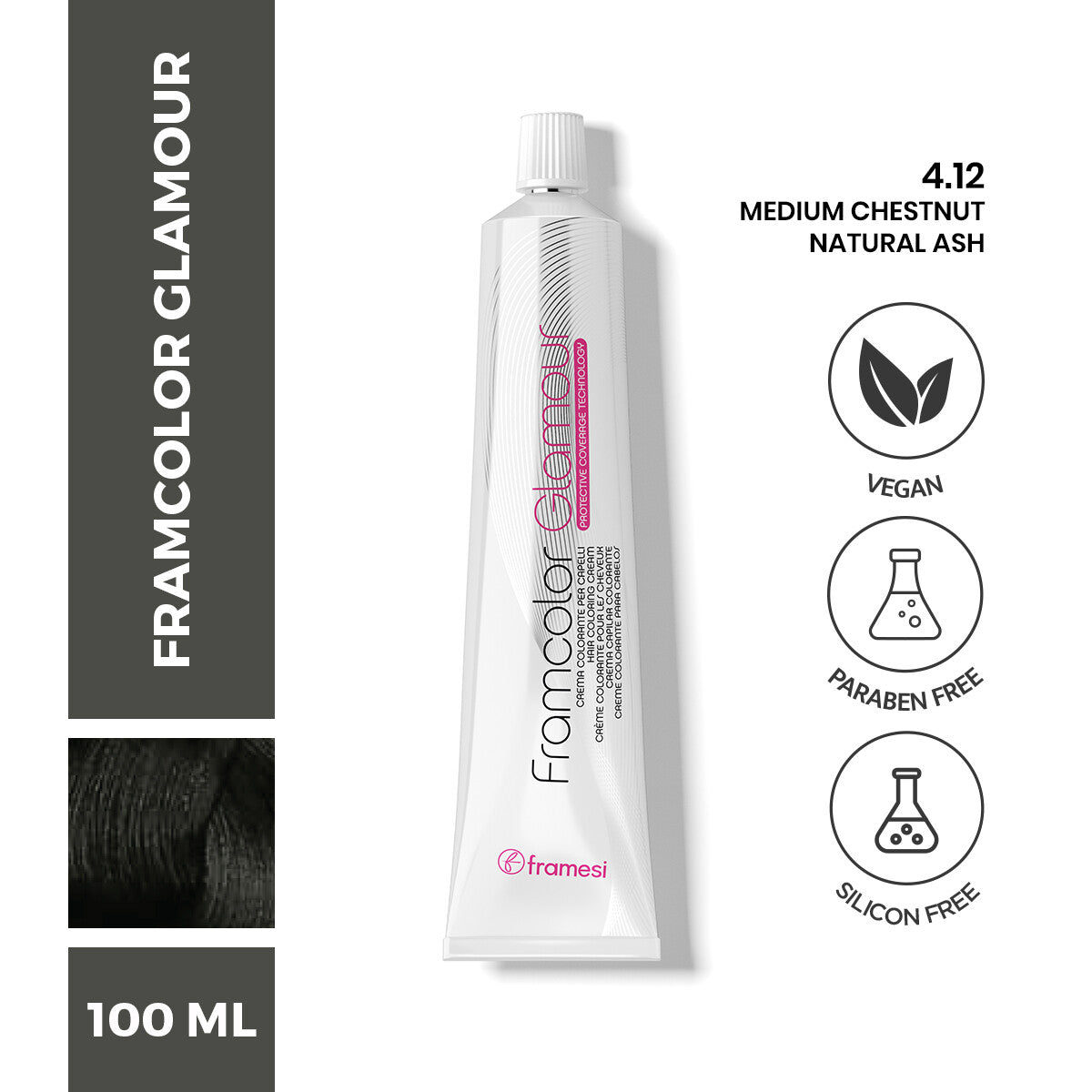 Framesi - FramColor Glamour - 4.12 Medium Chestnut Natural Ash — image 1 — Meeshop Pakistan