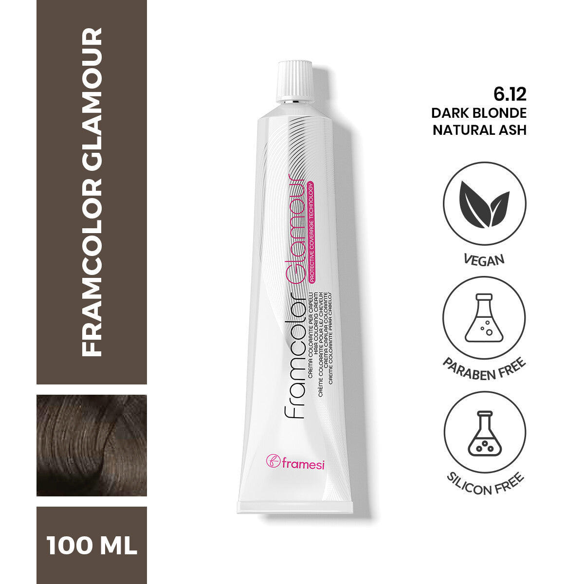 Framesi - FramColor Glamour - 6.12 Dark Blonde Natural Ash — image 1 — Meeshop Pakistan
