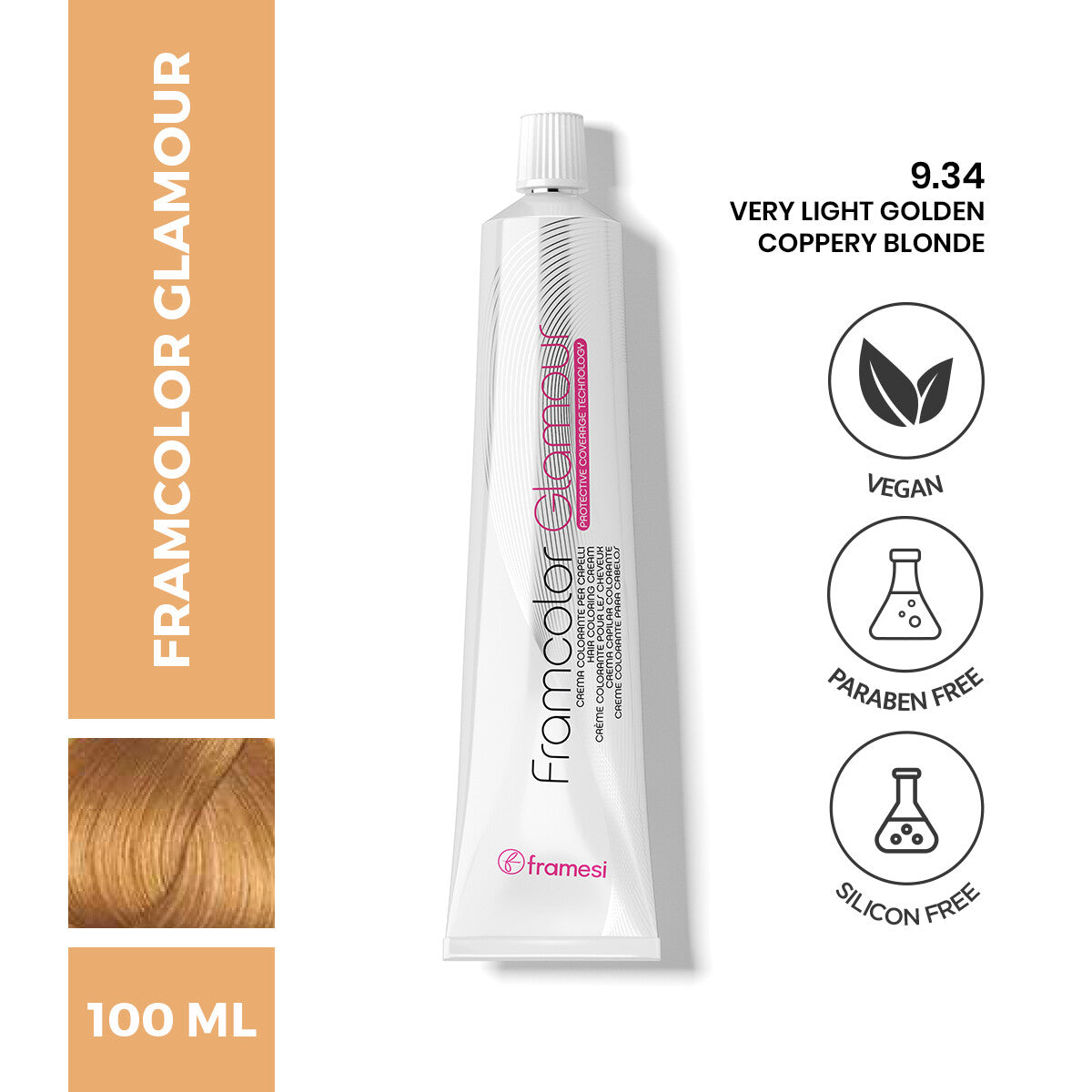 Framesi - FramColor Glamour - 9.34 Very Light Golden Coppery Blonde — image 1 — Meeshop Pakistan