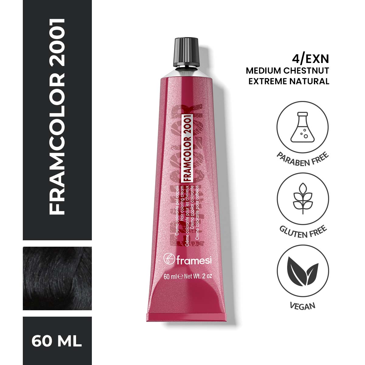 Framesi - FramColor 2001 - 4/EXN Medium Chestnut Extreme Natural — image 1 — Meeshop Pakistan