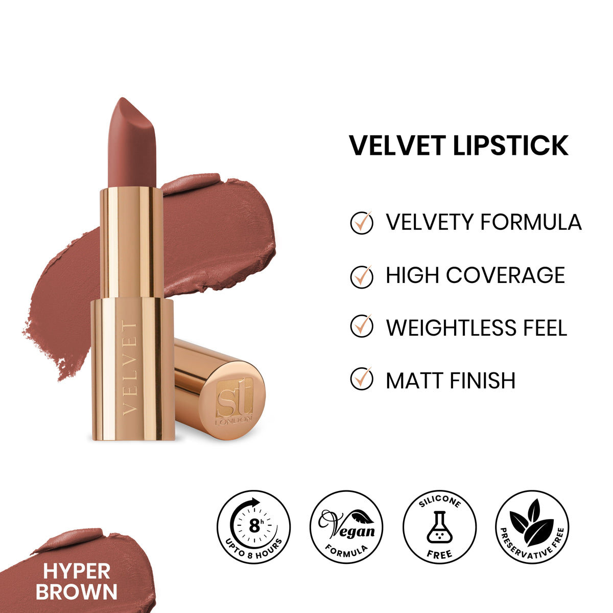 ST London - Velvet Ultra Matt Lipstick - Hyper Brown — image 1 — Meeshop Pakistan