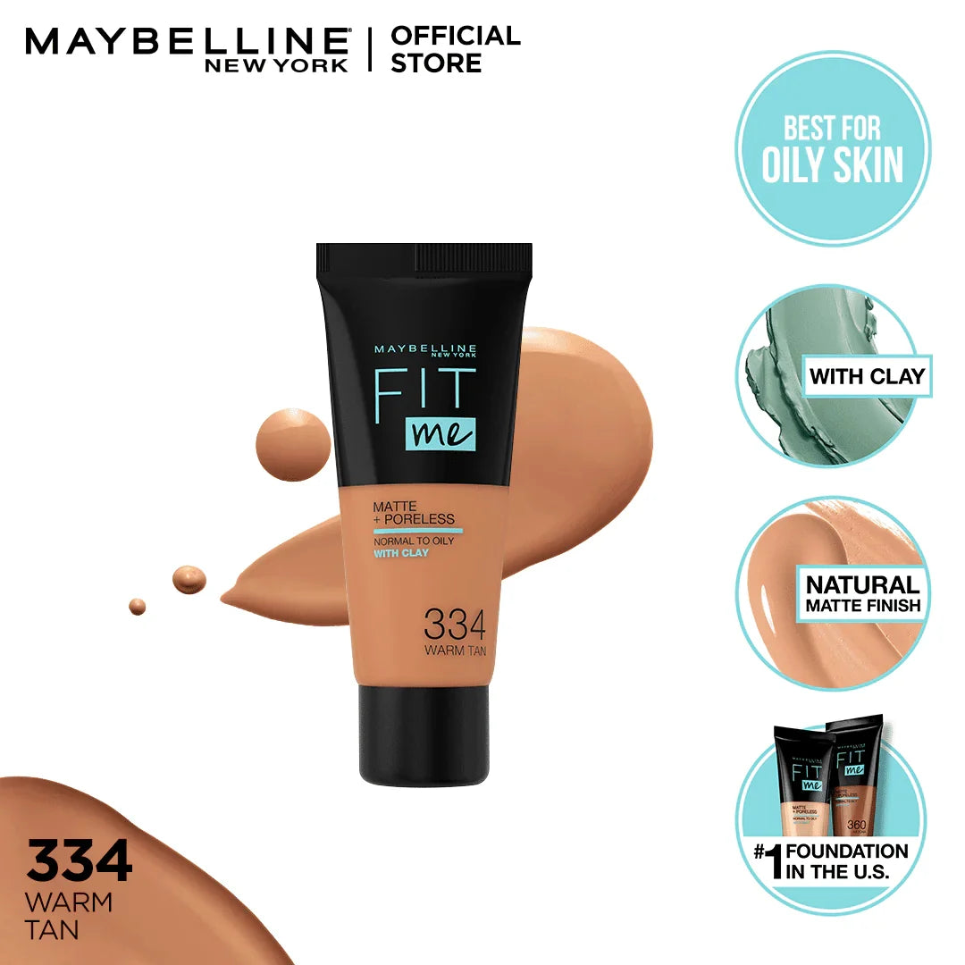 Maybelline - Fit Me Matte + Poreless Liquid Foundation - 334 Warm Tan — image 1 — Meeshop Pakistan
