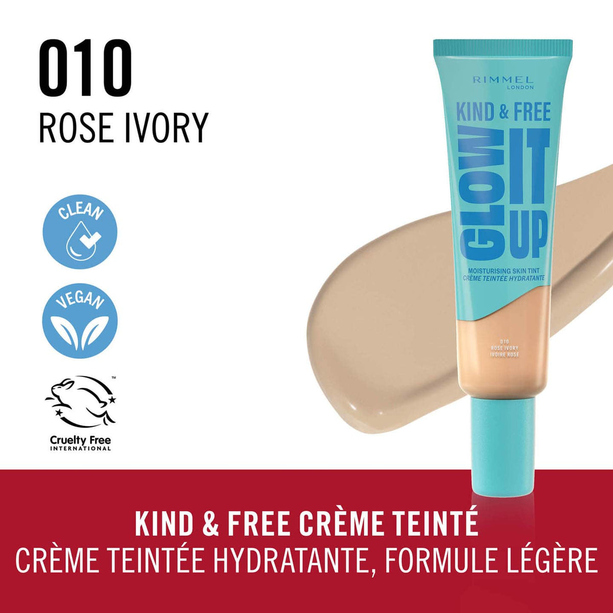 Rimmel London - Kind & Free Glow It Up Moisturizing Skin Tint - 010 Rose Ivory — image 1 — Meeshop Pakistan