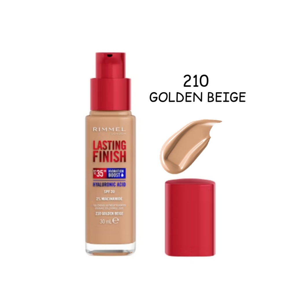 Rimmel London - Lasting Finish Hyaluronic Acid long-lasting Foundation - 210 Golden Beige — image 1 — Meeshop Pakistan