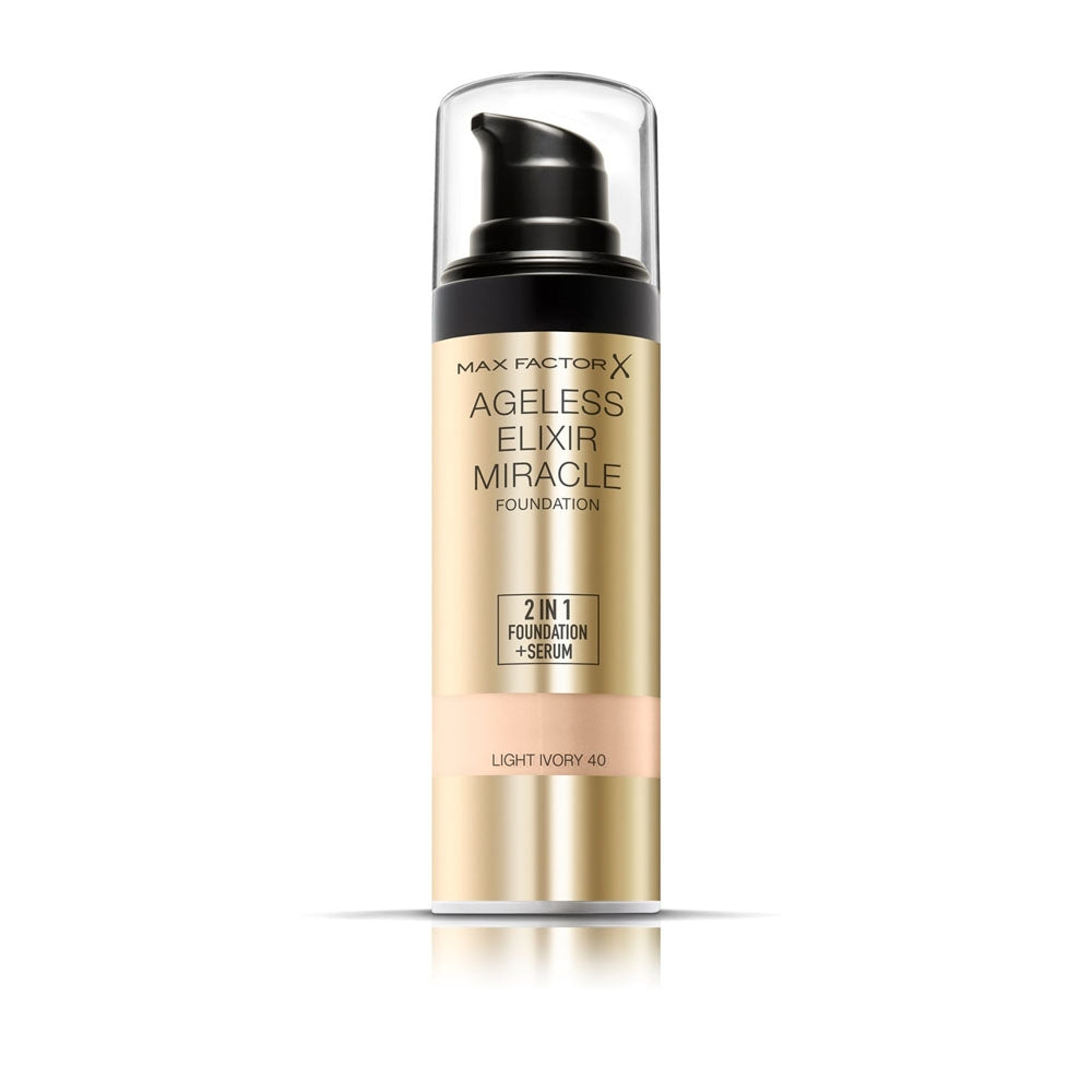 Max Factor - Ageless Elixir 2-In-1 Foundation + Serum - 40 Light Ivory — image 1 — Meeshop Pakistan