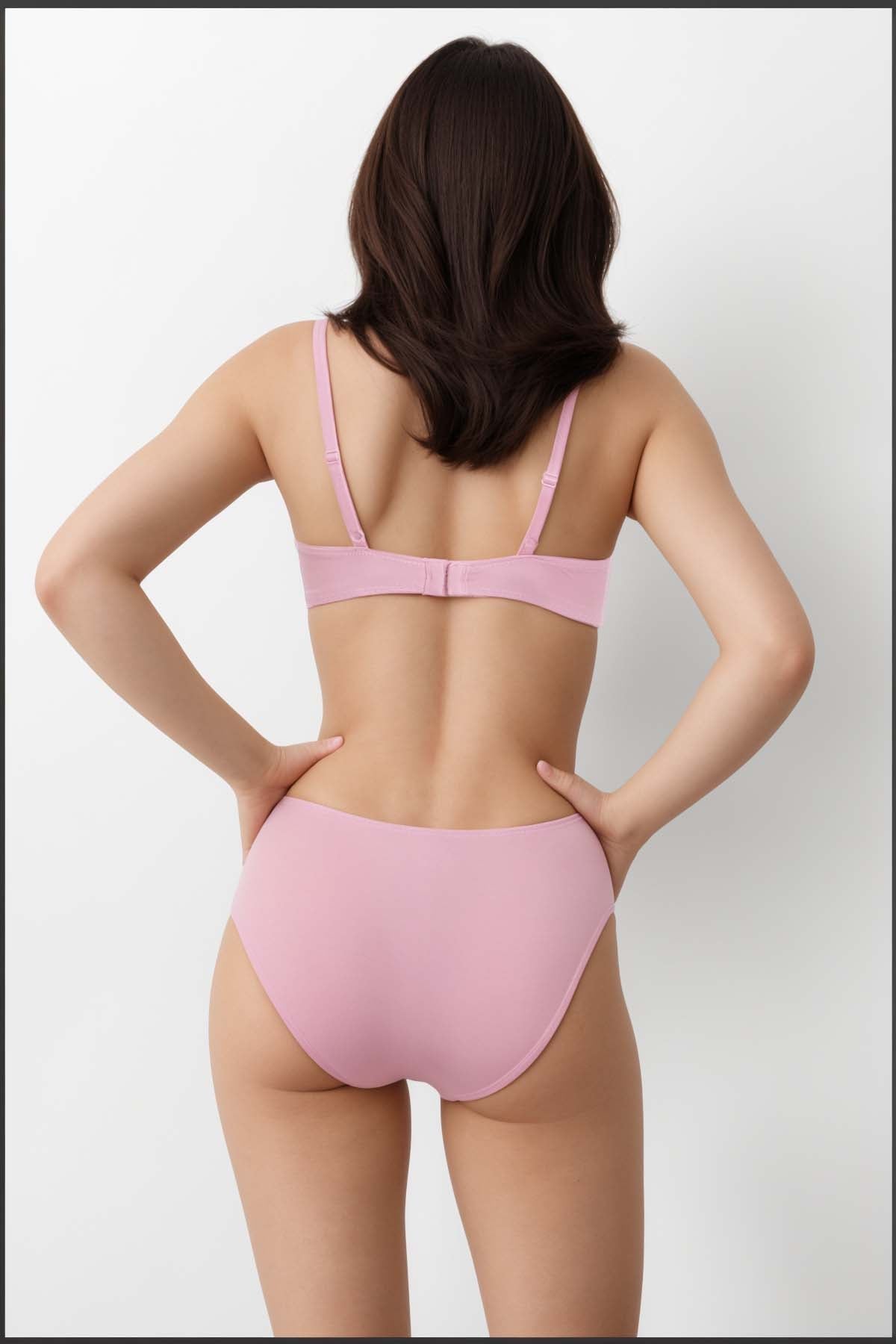 BLS - Elfrida Wired And Push Up Lace Bra Set - Pink — image 2 — Meeshop Pakistan