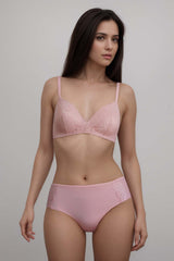 BLS - Ella Wireless And Padded Lace Bra Set - Pink view 1