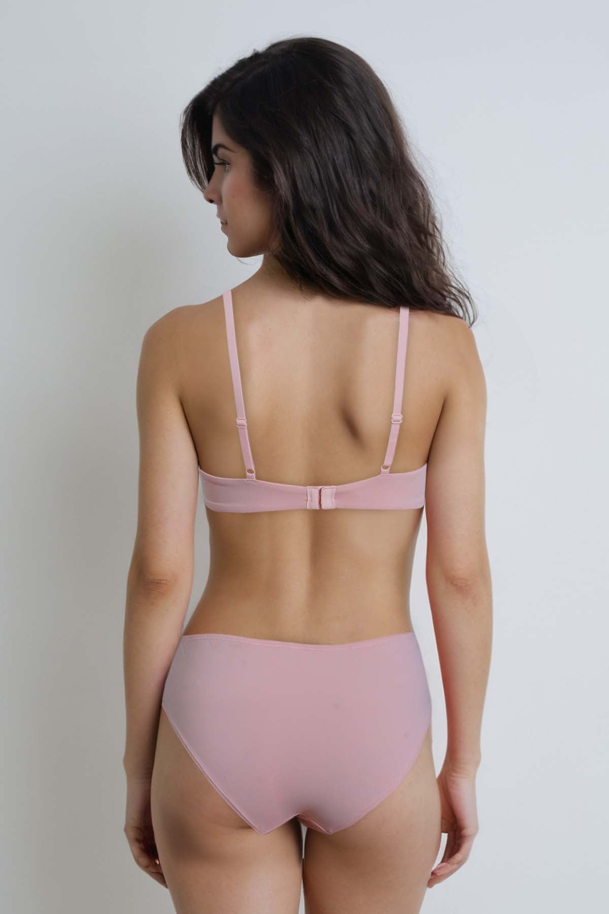 BLS - Emma Wired And Padded Lace Bra Set - Pink — image 2 — Meeshop Pakistan