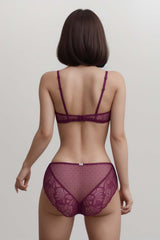BLS - Everly Wired And Padded Lace Bra Set - Burgundy view 2