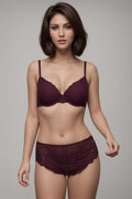 BLS - Everly Wired And Padded Lace Bra Set - Burgundy