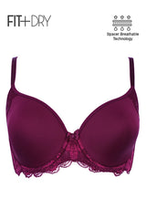 BLS - Breathable Wired And Light Padded Bra - Burgundy view 3