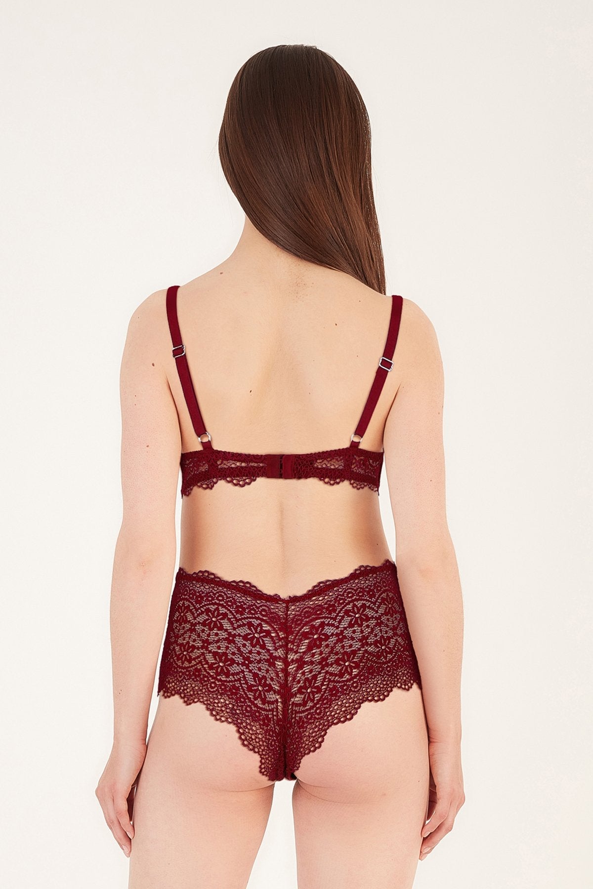 BLS - Fiona Wired And Padded Bra Set - Burgundy — image 2 — Meeshop Pakistan