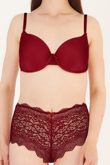 BLS - Fiona Wired And Padded Bra Set - Burgundy view 3
