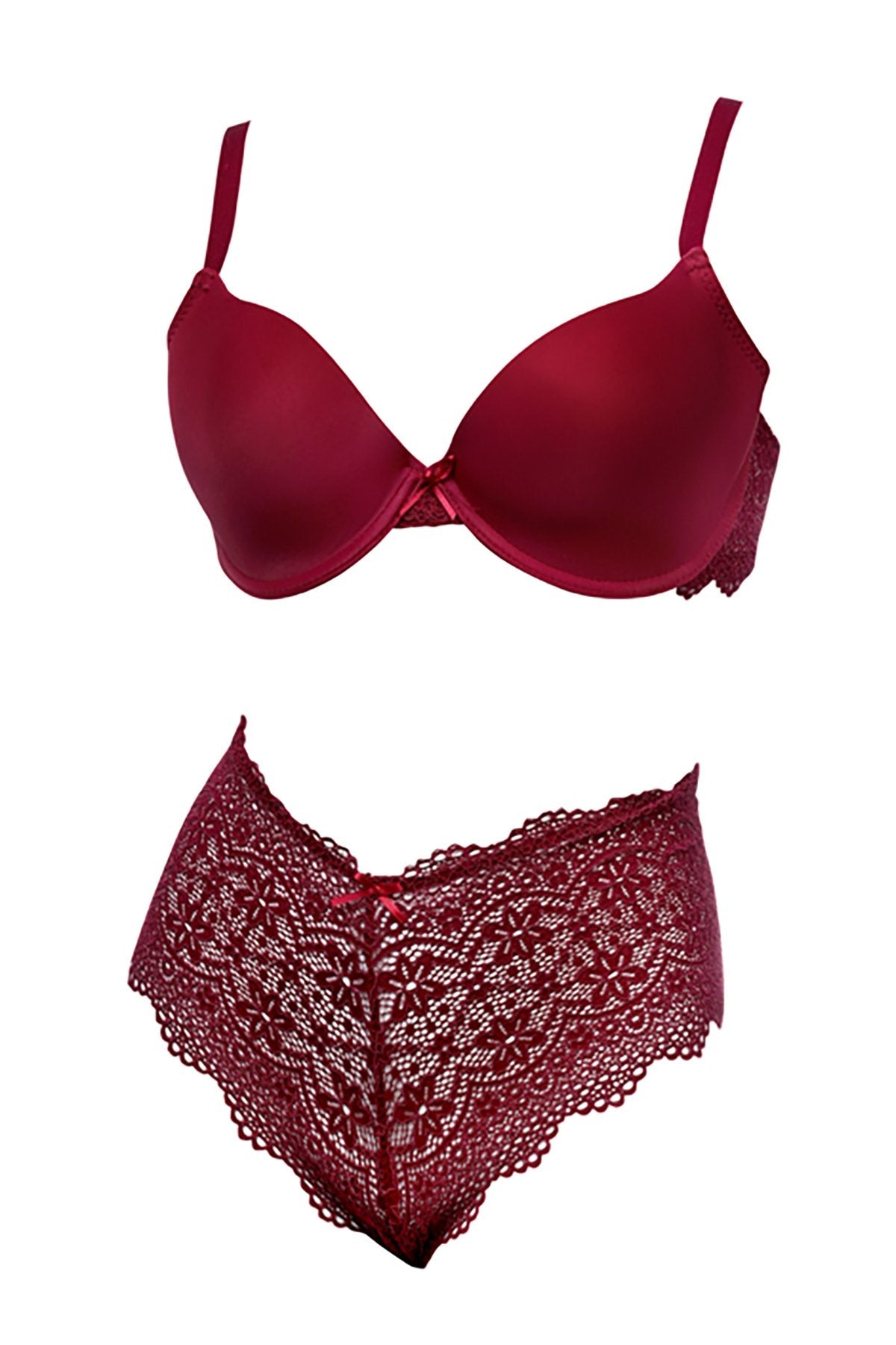 BLS - Fiona Wired And Padded Bra Set - Burgundy — image 4 — Meeshop Pakistan